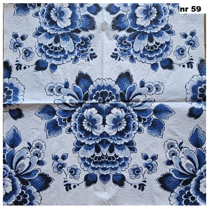 Bloemen delfts blauw servet 33x33cm