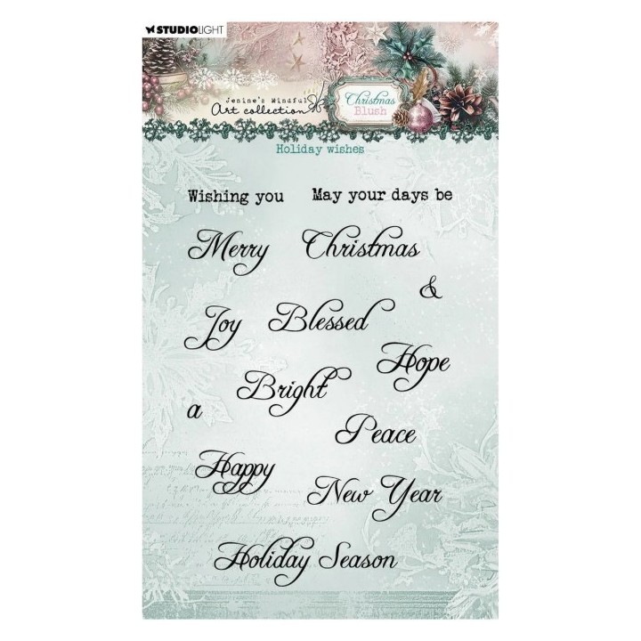 Studio Light Jenine's Mindful Art Christmas Blush Clear Stamp Holiday wishes