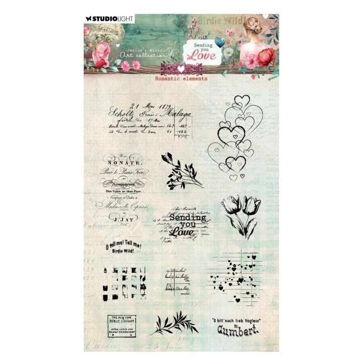 Studio Light Jenine's Mindful Art Clear Stamps Sending You Love Romantic Elements