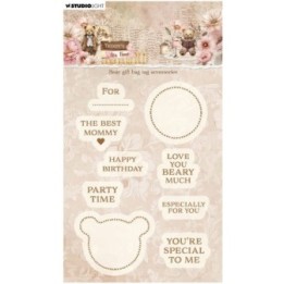 Studio Light Teddy's Tea Time Clear Stamp Bear gift bag tag accesories