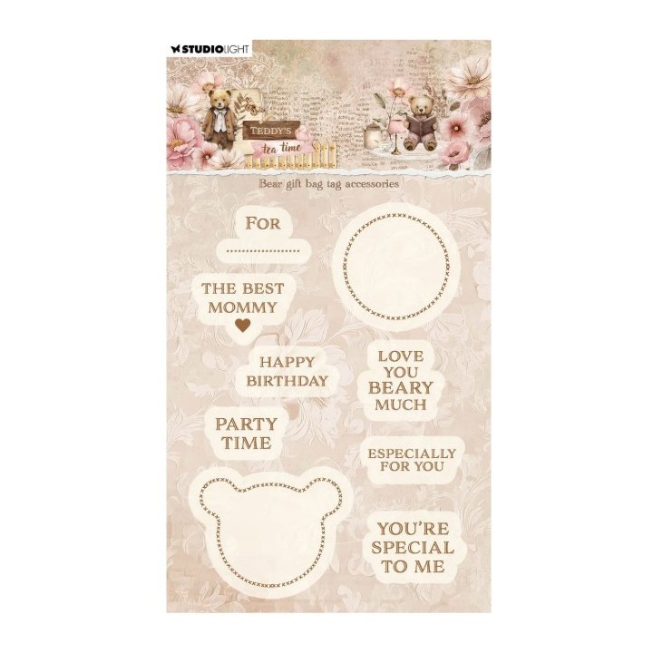 Studio Light Teddy's Tea Time Clear Stamp Bear gift bag tag accesories