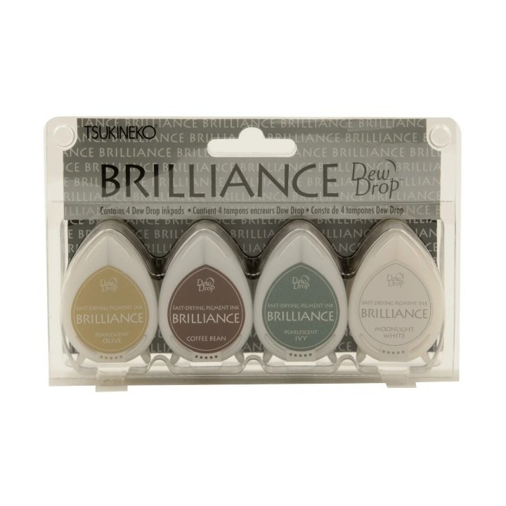 Tsukineko Brilliance Dew Drop Stempelkussen assorti Earth Tone 4st.
