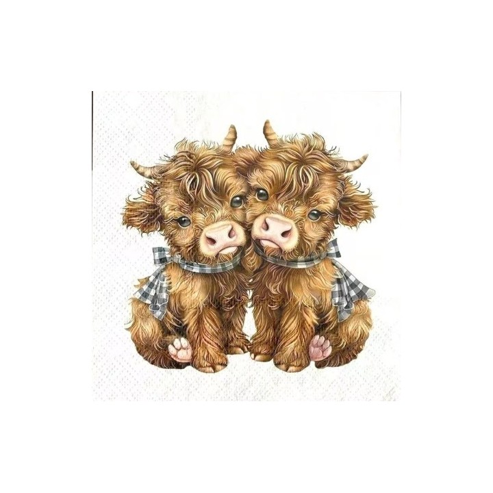 Schotse hooglander kalfjes servet 33x33cm