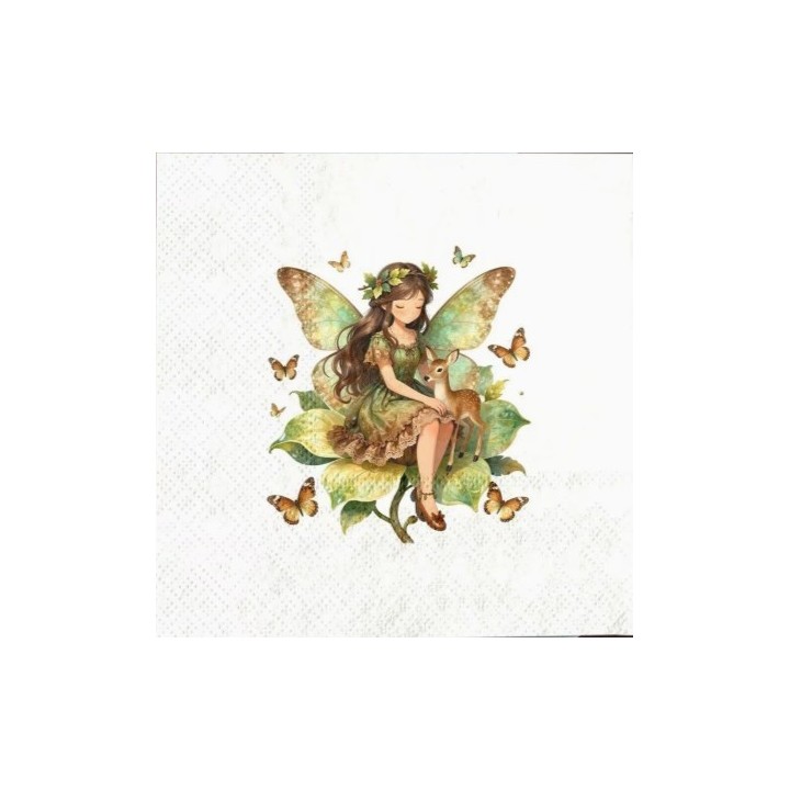 Bosfee in groen servet 33x33cm