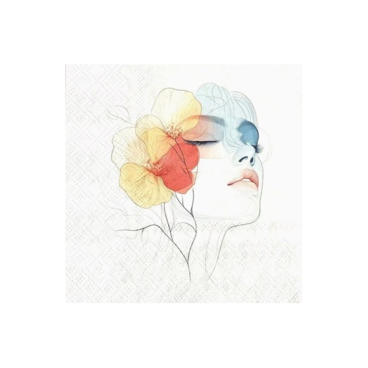 Vrouw in watercolour servet 33x33cm