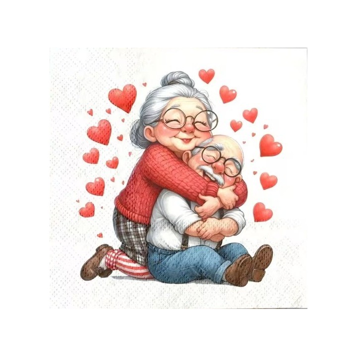 Oma en opa in love servet 33x33cm