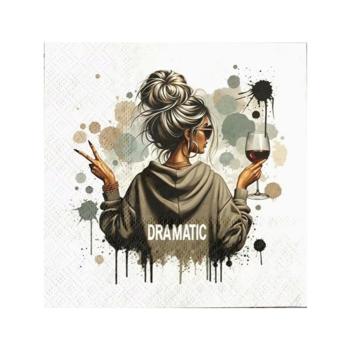 Vrouw dramatic servet 33x33cm