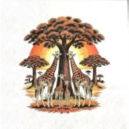 Giraffen familie servet 33x33cm