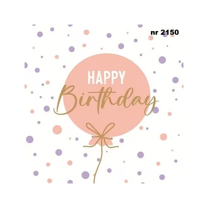 Happy birthday roze servet 33x33cm