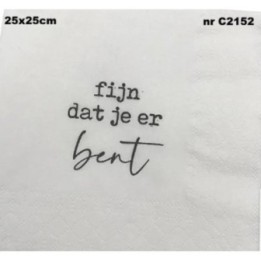Fijn dat je er bent servet 25x25cm
