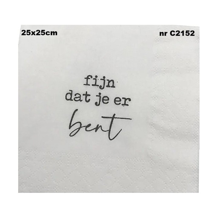 Fijn dat je er bent servet 25x25cm