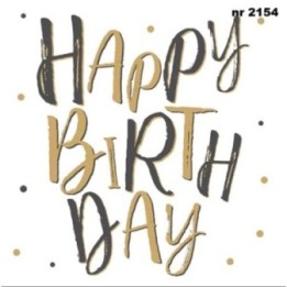 Happy birthday gold 33x33cm