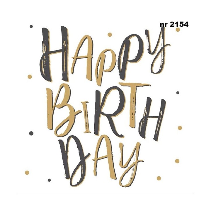 Happy birthday gold 33x33cm