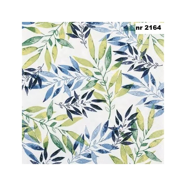 Watercolour Leafs green servet 33x33cm