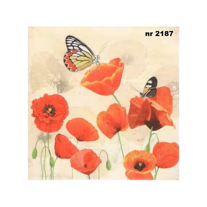 Poppy Flowers servet 33x33cm