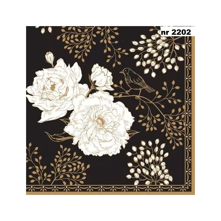 Art Deco & Flowers servet 33x33cm