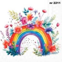 Rainbow with Flowers servet 33x33cm