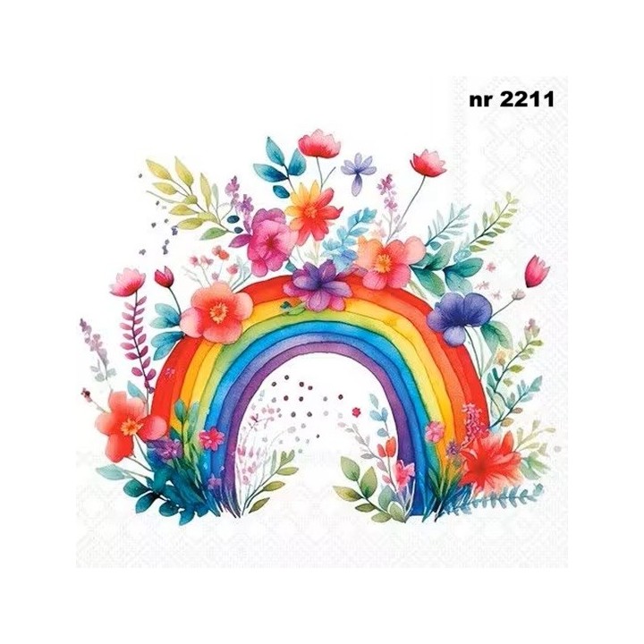 Rainbow with Flowers servet 33x33cm