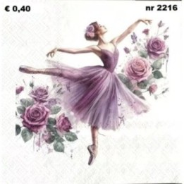 Ballerina in lila servet 33x33cm