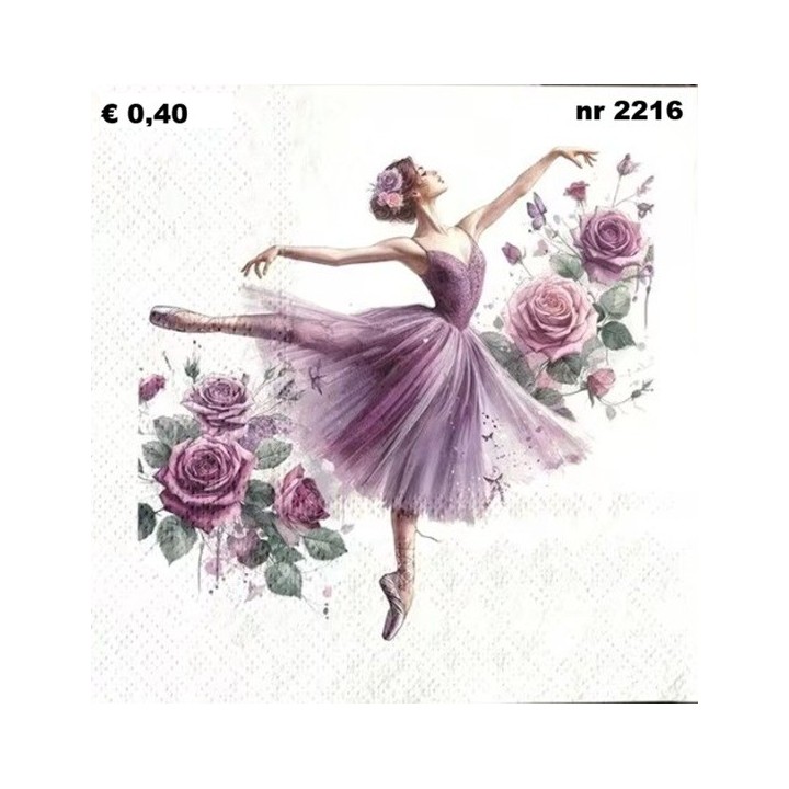 Ballerina in lila servet 33x33cm