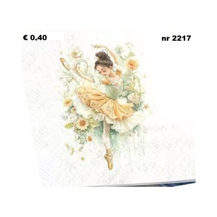 Ballerina in geel servet 33x33cm