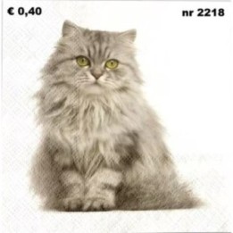Perzische kat grijs servet 33x33cm