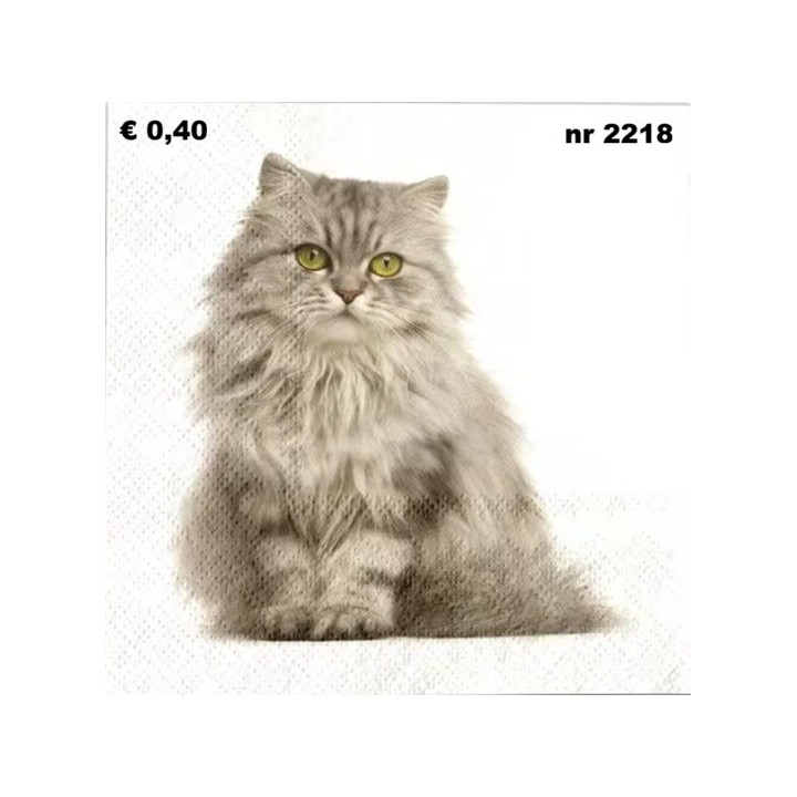 Perzische kat grijs servet 33x33cm