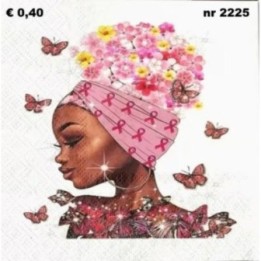 Vrouw met roze hoofddoek servet 33x33cm