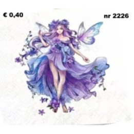 Fee in paars servet 33x33cm