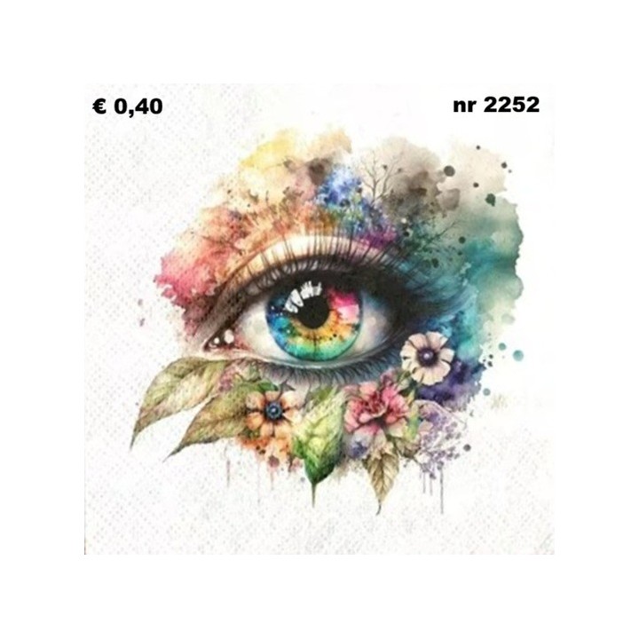 Gekleurd oog servet 33x33cm