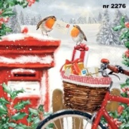 Mail Delivery: Robins Delivering Christmas Post servet 33x33cm