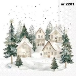 Snowy Houses servet 33x33cm