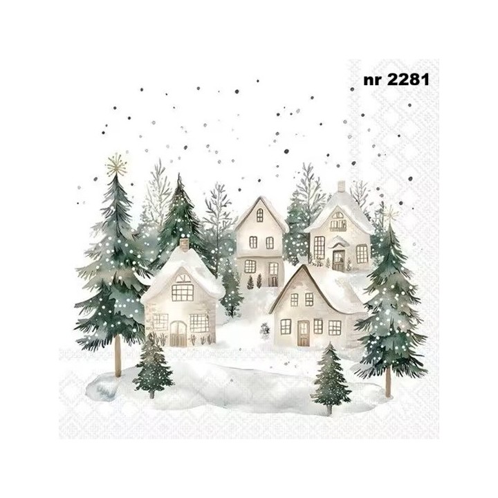 Snowy Houses servet 33x33cm