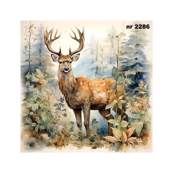 Deer in the Woods servet 33x33cm