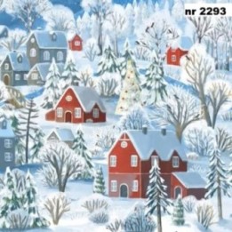 Red Winter Village servet 33x33cm