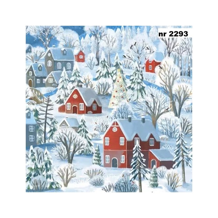 Red Winter Village servet 33x33cm