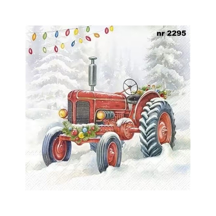 Festive Tractor servet 33x33cm