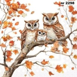 Family of Owls servet 33x33cm