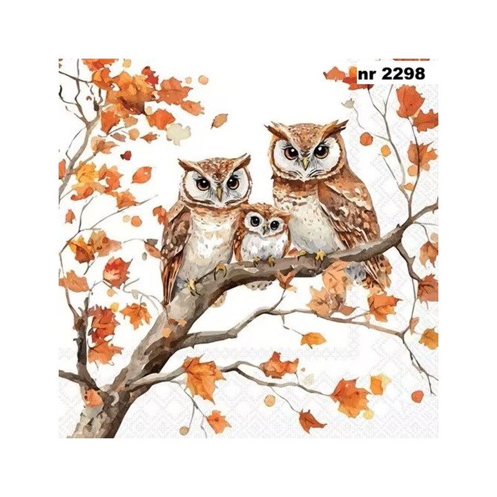 Family of Owls servet 33x33cm