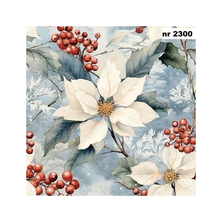 Winter Poinsettia servet 33x33cm