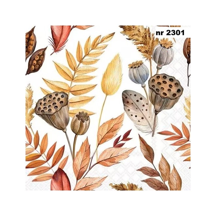 Leaves and Feathers servet 33x33cm