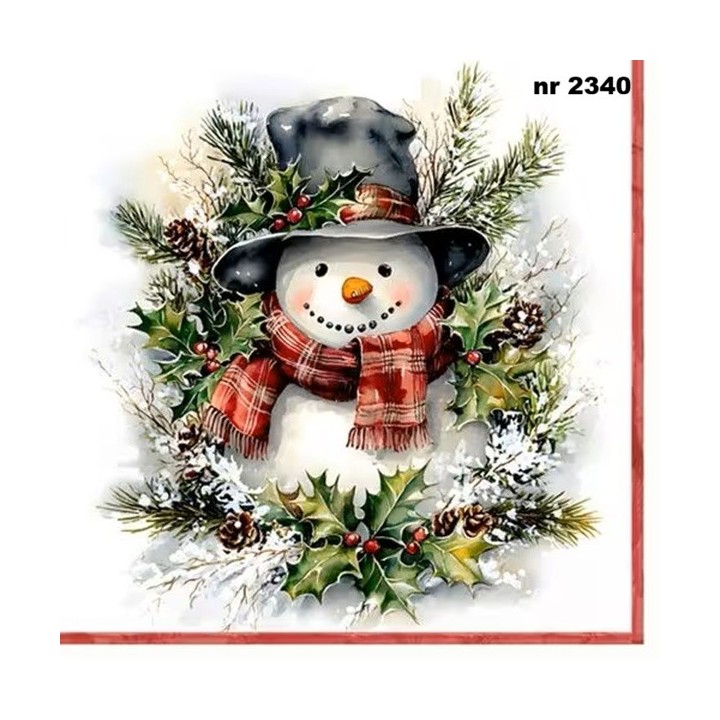 Snowman amongst the branches servet 33x33cm