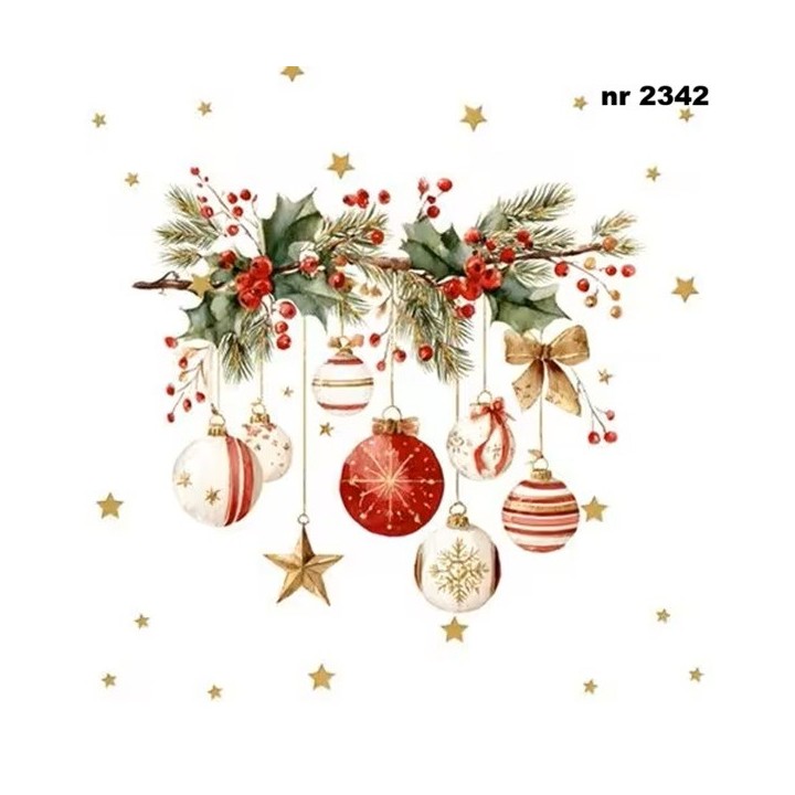 Enchanting Christmas baubles servet 33x33cm