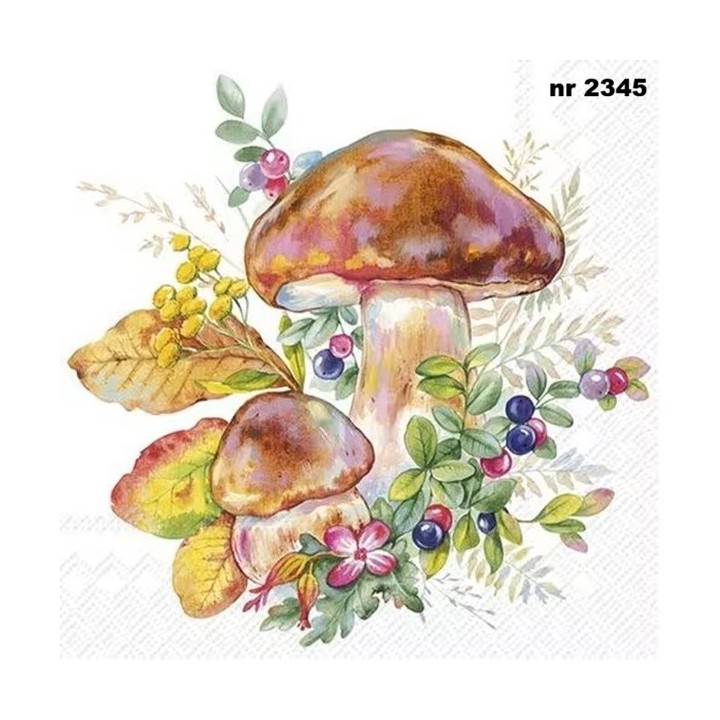 Mushroom Season white servet 33x33cm