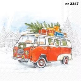 Christmas Bus servet 33x33cm