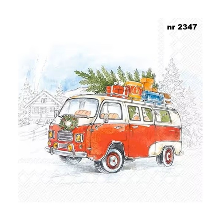 Christmas Bus servet 33x33cm