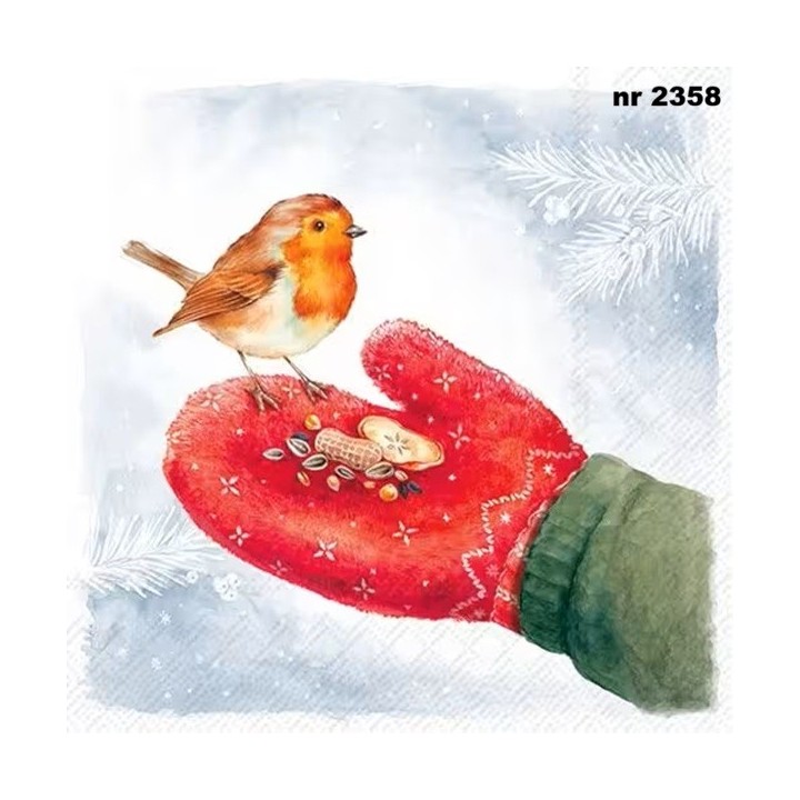 Feeding Robin servet 33x33cm