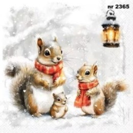 Squirrel Family servet 33x33cm