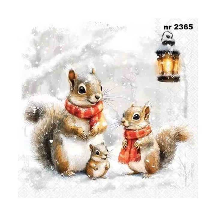 Squirrel Family servet 33x33cm