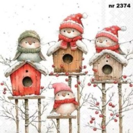 Birdhouse Quartet White servet 33x33cm